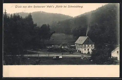 AK Schmiedeberg / Erzg., Restaurant Wahl`s Mühle