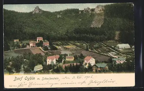 AK Oybin, Panorama mit Scharfenstein