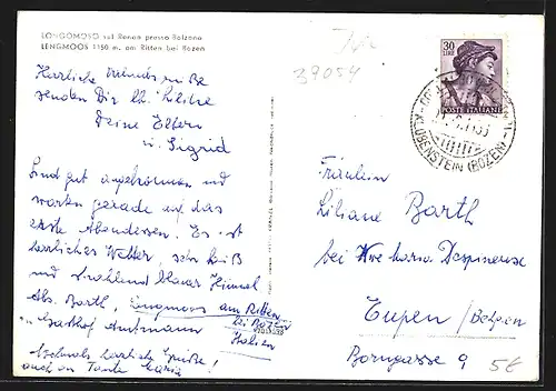 AK Lengmoos bei Bozen, Ortsansicht mit Ritten