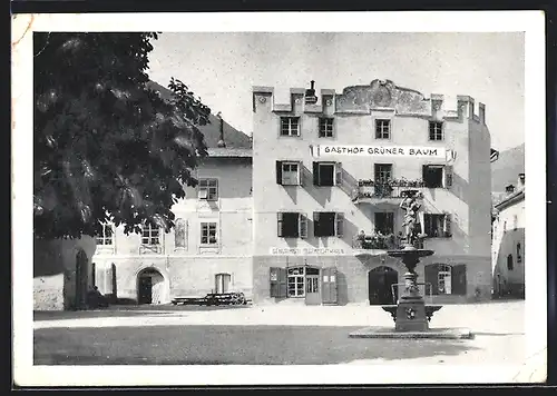AK Glurns, Blick auf den Gasthof Grüner Baum