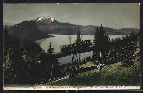 AK Rigibahn, Bergbahn auf der Schnurtobelbrücke, Pilatus