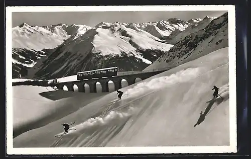 AK Dischmatal, Parsennbahn mit Wintersportlern