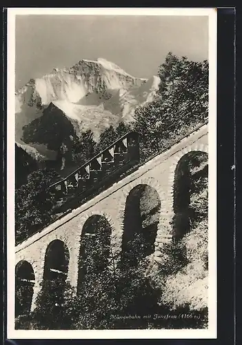 AK Mürren, Mürrenbahn mit Jungfrau, Bergbahn