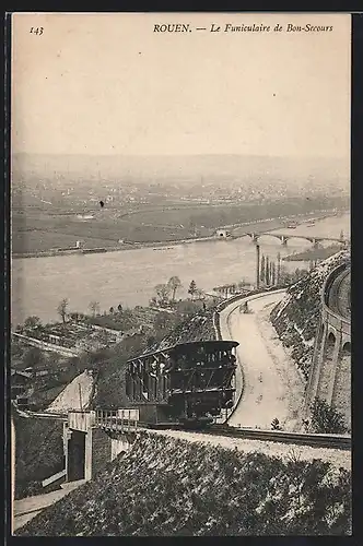 AK Rouen, Le Funiculaire de Bon-Secours - Bergbahn