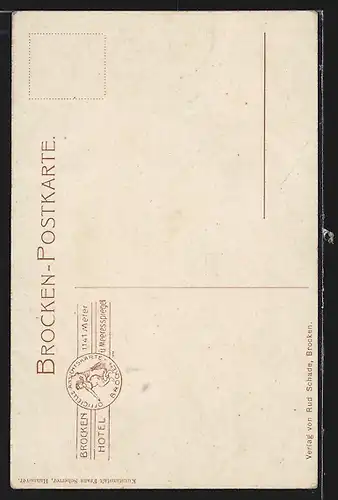 AK Brocken, Kleinbahn auf dem Brocken mit Waldpartie, Brockenhotel