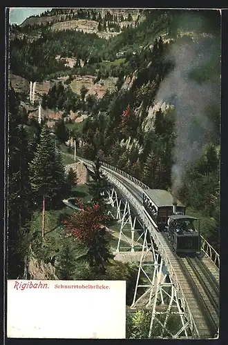 AK Rigibahn überquert die Schurtobelbrücke