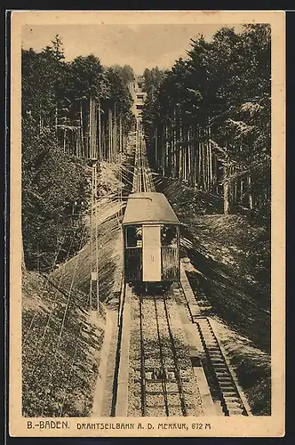 AK B.-Baden, Drahtseilbahn a. d. Merkur
