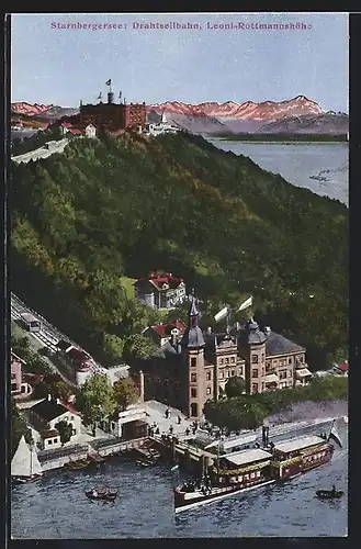 AK Leoni, Blick auf Etablissement Rottmannshöhe und Drahtseilbahn