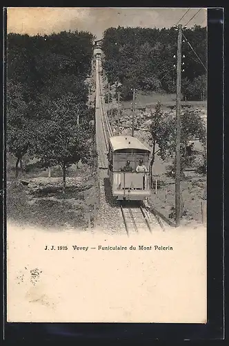 AK Vevey, Funiculaire du Mont Pelerin, Bergbahn