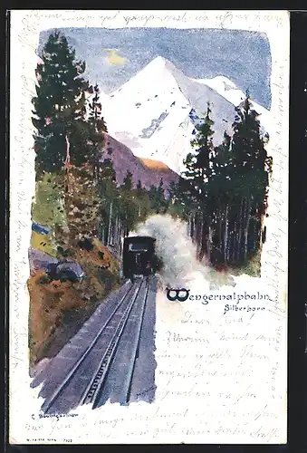 Künstler-AK Silberborn, an der Strecke der Wengernalpbahn