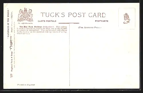 AK englische Eisenbahn 9, Bigi Rock Railway, Switzerland