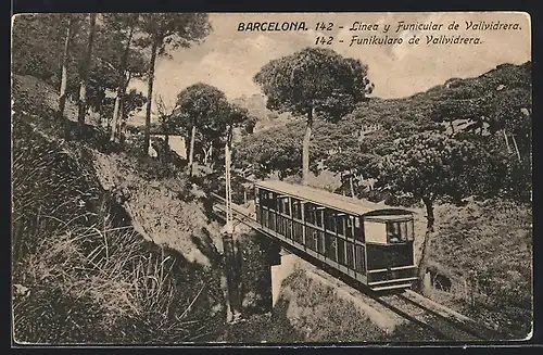 AK Barcelona, Linea y Funicular de Vallvidrera, Bergbahn