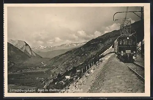 AK Hothen, Lötschbergbahn, Blick ins Rhonetal, Bergbahn