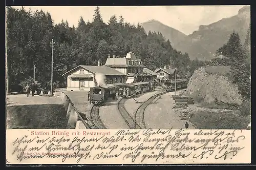 AK Brünig, Statoinsgebäude mit Restaurant, Bergbahn