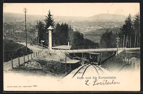 AK Bern, Gurtenbahn bei der Berganfahrt