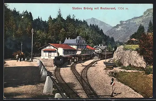 AK Brünig, Bahnhof mit Restaurant