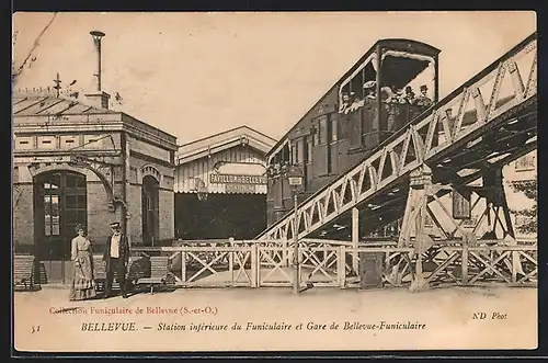 AK Bellevue, Station intérieure du Funiculaire et Gare de Bellevue-Funiculaire