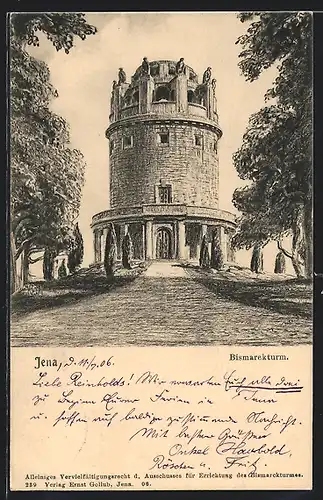 AK Jena, Blick auf den Bismarckturm