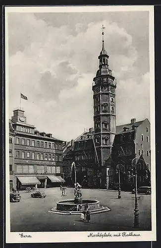 AK Gera, Marktplatz mit Rathaus