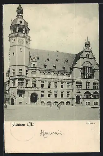 AK Cöthen (A.), spielende Kinder am Rathaus