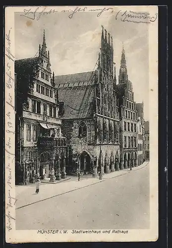 AK Münster i. W., Stadtweinhaus und Rathaus