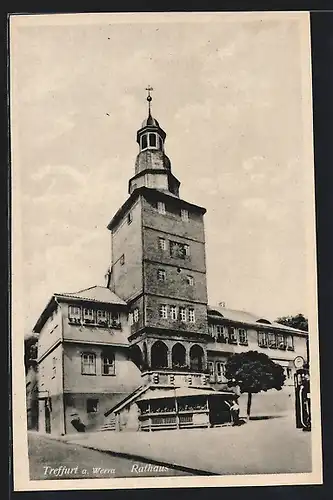 AK Treffurt a. Werra, Strassenpartie vorm Rathaus