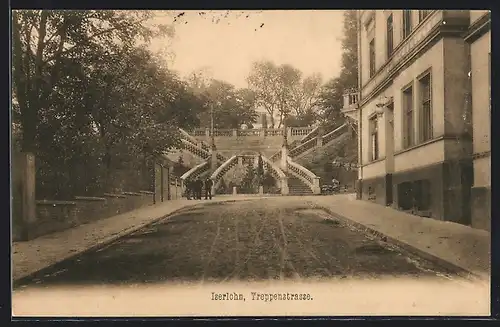 AK Iserlohn, Treppenstrasse mit Passanten