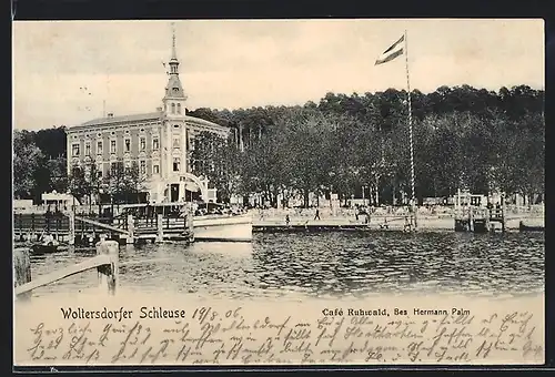 AK Woltersdorf / Mark, Woltersdorfer Schleuse, Cafe Ruhwald Hermann Palm