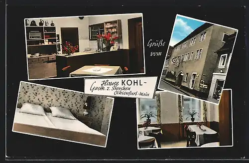 AK Ochsenfurt /Main, Gasthaus zum Storchen Konrad Kohl, Innenansichten