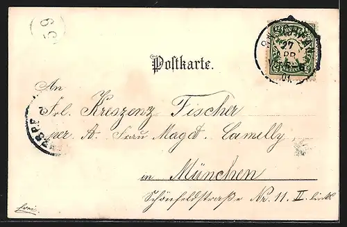 Lithographie Furth i. W., Ortsansicht mit Kirche