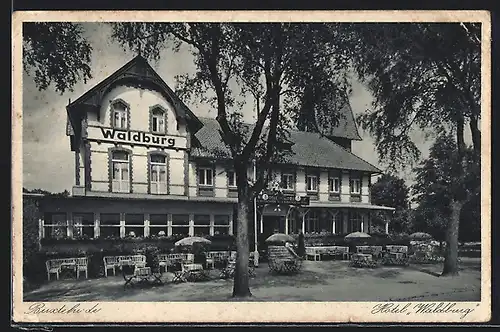 AK Buxtehude, Hotel Waldburg mit Terrasse