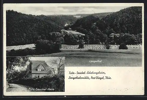 AK Langethalsmühle, Fritz-Sauckel-Erholungsheim, Panorama Langethal