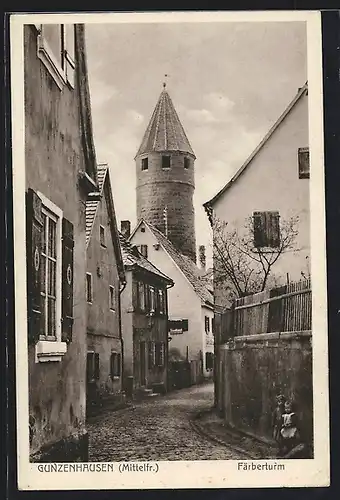 AK Gunzenhausen /Mittelfr., Ortspartie am Färberturm