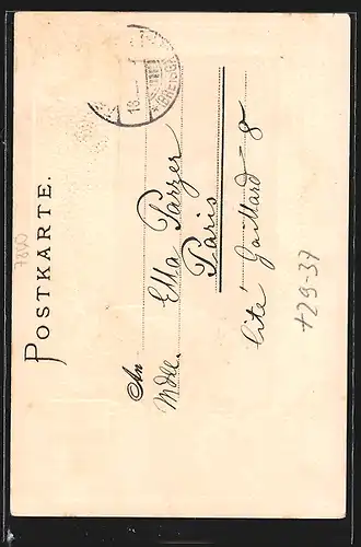 Passepartout-Lithographie Freiburg i. B., Ansicht vom Münster, Wappen