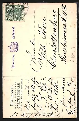 AK Hamburg, Freihafen, Fleeth, Michaeliskirche, Uhr, Neujahr