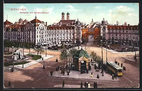 AK München, Karlstor-Rondell mit Strassenbahn