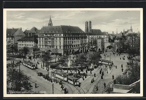 AK München, Sendlingertorplatz mit Kirche und Strassenbahn