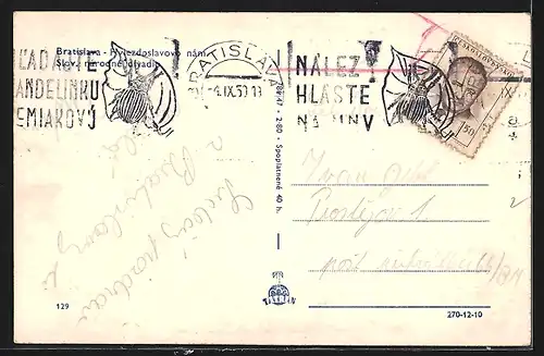 AK Bratislava, Hviezdoslavovo nam., Strassenbahn