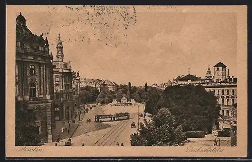 AK München, Lenbachplatz mit Strassenbahn