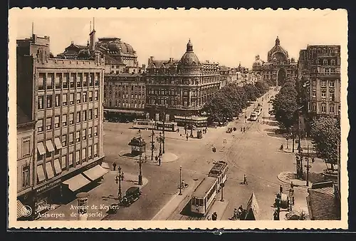 AK Anvers, Avenue de Keyser, Strassenbahn