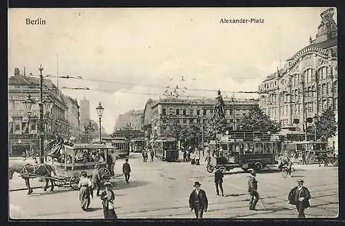 AK Berlin, Alexander-Platz mit Strassenbahnen
