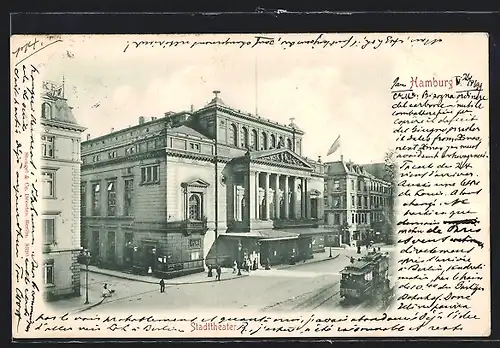 AK Hamburg-Neustadt, Strassenbahn am Stadttheater