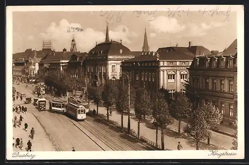 AK Duisburg, Königstrasse mit Strassenbahn