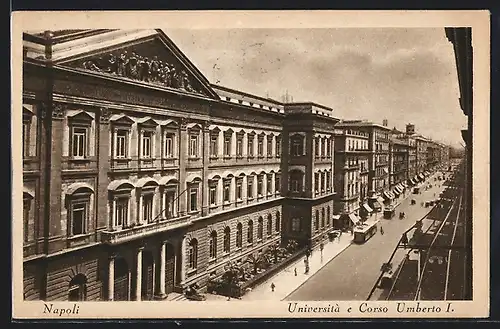 AK Napoli, Università e Corso Umberto I, Strassenbahn