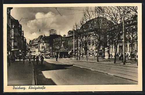 AK Duisburg, Königstrasse mit Strassenbahn