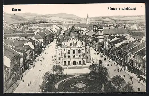 AK Kassa, Föutca a szinházzal, Strassenbahn