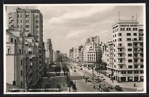 AK Bucuresti, Bulevardul Bratianu, Strassenbahnen