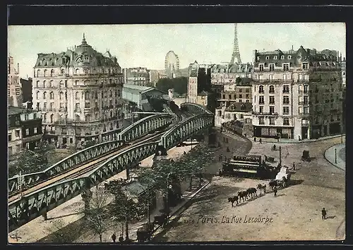 AK Paris, La Rue Lecourbe, U-Bahn-Trasse