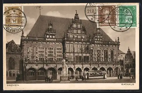 AK Bremen, Rathaus mit Strassenbahn