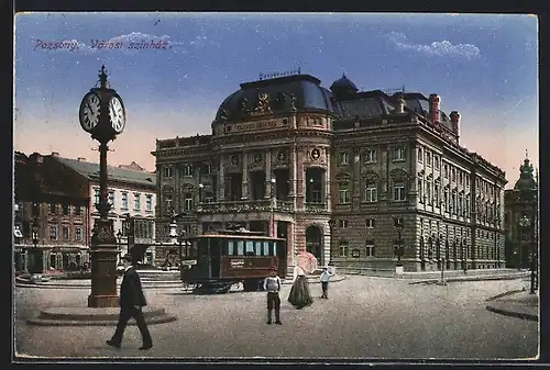 AK Pozsony, Vározy szinház, Strassenbahn